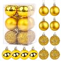 Zest 4 Toyz Pack of 12 Christmas Tree Decoration Balls Hanging Ornaments Glittering Shatterproof Props Xmas Tree Decor Accessories Items for Home Office (Size 4cm) Gold Color