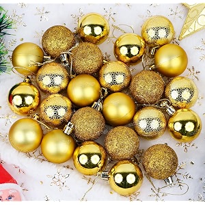 zest 4 toyz pack of 24 christmas tree decoration balls hanging ornaments glittering shatterproof props xmas tree decor accessories items for home office size 4cm gold