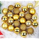 Zest 4 Toyz Pack of 24 Christmas Tree Decoration Balls Hanging Ornaments Glittering Shatterproof Props Xmas Tree Decor Accessories Items for Home Office (Size 4cm) Gold
