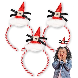 zest 4 toyz santa hairband with candy cane stripes design faux fur trim and sequin details headband christmas themed hair accessories for holiday parties pack of 3
