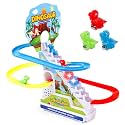 Zest 4 Toyz Stair Climbling Dino Roller Coaster Slide Toy with 3 Cute Dinosaur Toys Set | Flashing LED Light | Amazing Sound | Musical Track Slide for Kids Boys Girls Children - Multicolor