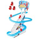 Zest 4 Toyz Stair Climbling Superhero Roller Coaster Slide Toy with 3 Cute Small Superhero Toys Set | LED Light | Escaltor Toy Sound | Musical Track Slide for Kids Boys Girls Children - Multicolor