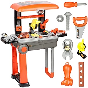 zest 4 toyz tool kit for kids pretend to play 2 in 1 construction tool set for kids with carry along suitcase 26 pcs engineering set for boys
