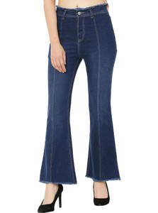 Zeston Flared Women Dark Blue Jeans