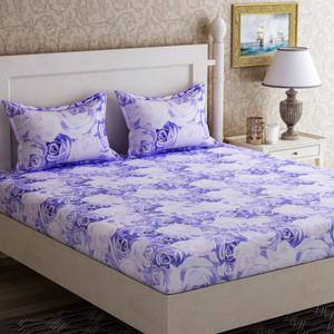 zesture cotton double flat 144 tc floral 1 bedsheet with 2 pillow covers