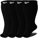 Zeta Wear Plus Size Compression Socks for Women and Men, Wide Calf Knee-High 15-19 mmHg Graduated Support, Easy-On Cuff, Fits Calves to 26 inch / 66 cm