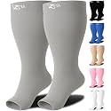 Zeta Wear Plus Size Compression Socks for Women and Men, Wide Calf Knee-High 15-19 mmHg Graduated Support, Easy-On Cuff, Fits Calves to 26 inch / 66 cm