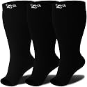 Zeta Wear Plus Size Compression Socks for Women and Men, Wide Calf Knee-High 15-19 mmHg Graduated Support, Easy-On Cuff, Fits Calves to 26 inch / 66 cm