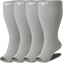 Zeta Wear Plus Size Compression Socks for Women and Men, Wide Calf Knee-High 15-19 mmHg Graduated Support, Easy-On Cuff, Fits Calves to 26 inch / 66 cm