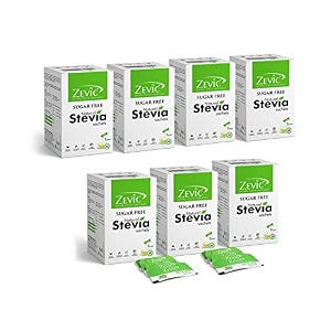 zevic 100 natural sugar free stevia sachet  zero calories sweetener sachets  vegan amp keto  sugar substitute sachets diabetic friendly - 50 sachet pack of 7