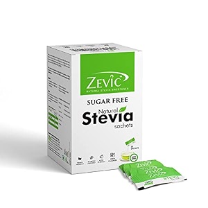 zevic 100 sugar free natural stevia sachets  zero calories  vegan amp keto  diabetic friendly - 50 sachets