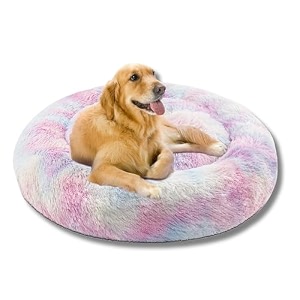 zexsazone faux fur round donut comfortable washable both sides usable dog bed for extra large dogs l extra large bed for large l adult dogs l xl and xxl dog for giant l pets mat in winter season