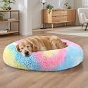 ZEXSAZONE Round Donut Comfortable Durable Both Sides usable and Washable Pet Bed | Cat Bed | Puppy Bed | Summer Medium Pets Dog Bed | Medium Dog Bed for Cats Puppies Labrador German Shepherd Rainbow M