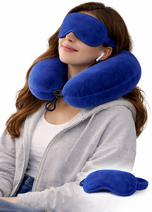 zexsazone soft neck pillow travelling headrest multipurpose neck rest with eye mask neck pillow