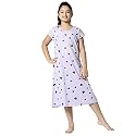 ZEYO Girl's Cotton Printed Stylish Knee Length Nightdress Set 5523