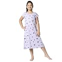 ZEYO Girl's Cotton Printed Stylish Knee Length Nightdress Set 5523