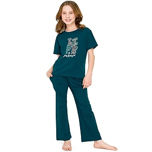 ZEYO Girls Cotton Typography Printed Night Suit