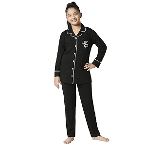 ZEYO Girls Night Suit Set Cotton Solid
