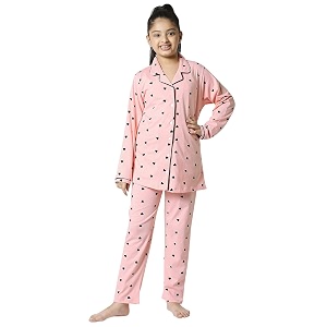 ZEYO Girls Night Suit Set Cotton Heart