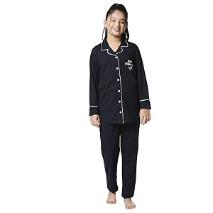 ZEYO Girls Night Suit Set Cotton Solid