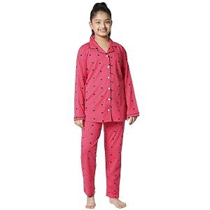 ZEYO Girls Night Suit Set Cotton Heart