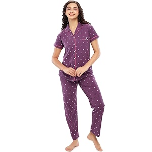 ZEYO Womens Cotton Heart Printed Stylish Night