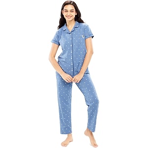 ZEYO Womens Cotton Heart Printed Stylish Night