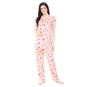 ZEYO Womens Cotton Heart Printed Maternity