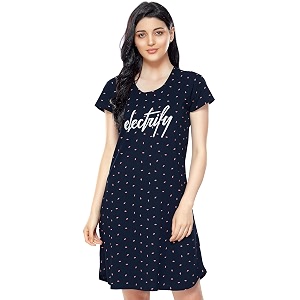 ZEYO Womens Cotton Night Dress Flash Printed