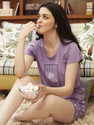 ZEYO Women Printed Purple Top Shorts
