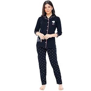 ZEYO Womens Cotton Dot Printed Korean Night