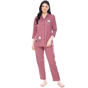 ZEYO Womens Cotton Dot Printed Korean Night