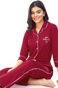 ZEYO Women Solid Red Shirt Pyjama