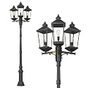 zeyu 109'' Dusk to Dawn Street Lamp Light, Outside Black Pole Light, 3-Head Outdoor Lamp Post Light, Aluminum Frame with Clear Glass Shade, ZW105PL-3-PC BK