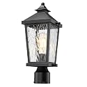 zeyu 17 Inch Outdoor Lamp Post Fixture, Modern Outdoor Lamp Post Light, Post Lantern Light for Porch, Die-Cast Aluminum with Water Ripple Glass, Black Finish, ZW105P BK-SW