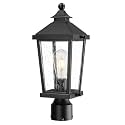 zeyu 17 Inch Outdoor Post Light, Modern Exterior Pole Light, Post Lantern Light for Garden Patio, Die-Cast Aluminum with Seeded Glass Shade, Black Finish, ZW105P BK
