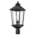 zeyu 360° Exterior Post Light Fixture, 25 Inch Dawn to Dusk Motion Sensor Light, 4 Lighting Modes, Die-Cast Aluminum with Seeded Glass Shade, Black Finish, ZW105P-M-SE BK