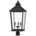 zeyu Large Outdoor Lamp Post, 26'' 3-Light Post Light Fixture for Garage Courtyard, Waterproof Aluminum with Seeded Glass Shade, Black Finish, ZW105P-L BK
