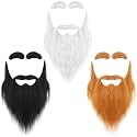 Zeyune 3 Set Fake Beard with Eyebrow Halloween Mustache