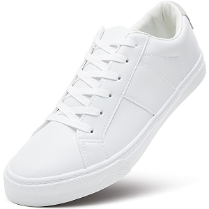 ZGR Mens Synthetic Leather White SneakersLow Top