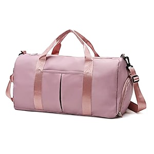 zgwj travel duffed tote bag waterproof shoulder weekender bag for women and men swim sports travel gym bagfold-able and expandable bag lightweight and easy carry on g-pink