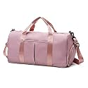 ZGWJ Travel Duffed Tote Bag, Waterproof Shoulder Weekender Bag for Women and Men Swim Sports Travel Gym Bag，Fold-able and Expandable Bag Lightweight and Easy Carry on, G-Pink