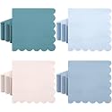 Zhanmai 100 Pack Cocktail Napkins Blue 2-ply Scalloped Napkins, 5 x 5 in