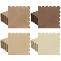 Zhanmai 100 Pack Cocktail Napkins Brown 2-ply Scalloped Napkins, 5 x 5 in