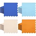Zhanmai 100 Pack Cocktail Napkins Orange 2-ply Scalloped Napkins, 5 x 5 in
