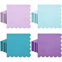 Zhanmai 100 Pack Cocktail Napkins Purple 2-ply Scalloped Napkins, 5 x 5 in