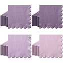 Zhanmai 100 Pack Lavender Cocktail Napkins 2ply Scalloped Napkins, 5 x 5 in