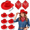Zhanmai 12 Pcs Cowboy Hats Bulk, 6 Hats with 6 Bandanas