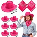 Zhanmai 12 Pcs Cowboy Hats Bulk, 6 Hats with 6 Bandanas