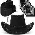 Zhanmai 12 Pcs Cowboy Hats Bulk, 6 Hats with 6 Bandanas